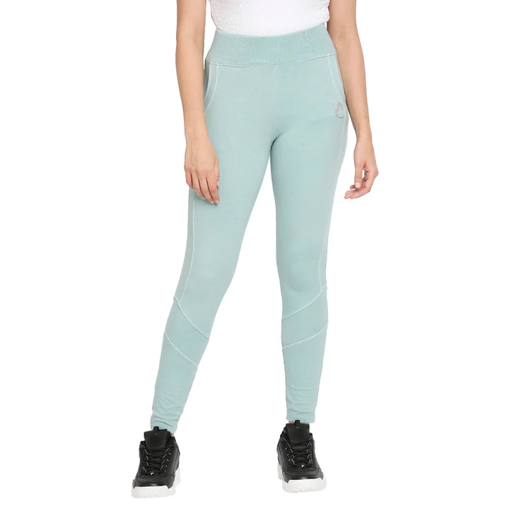 Blue Slim Fit Women's Cotton Leggings By Being Human Clothing