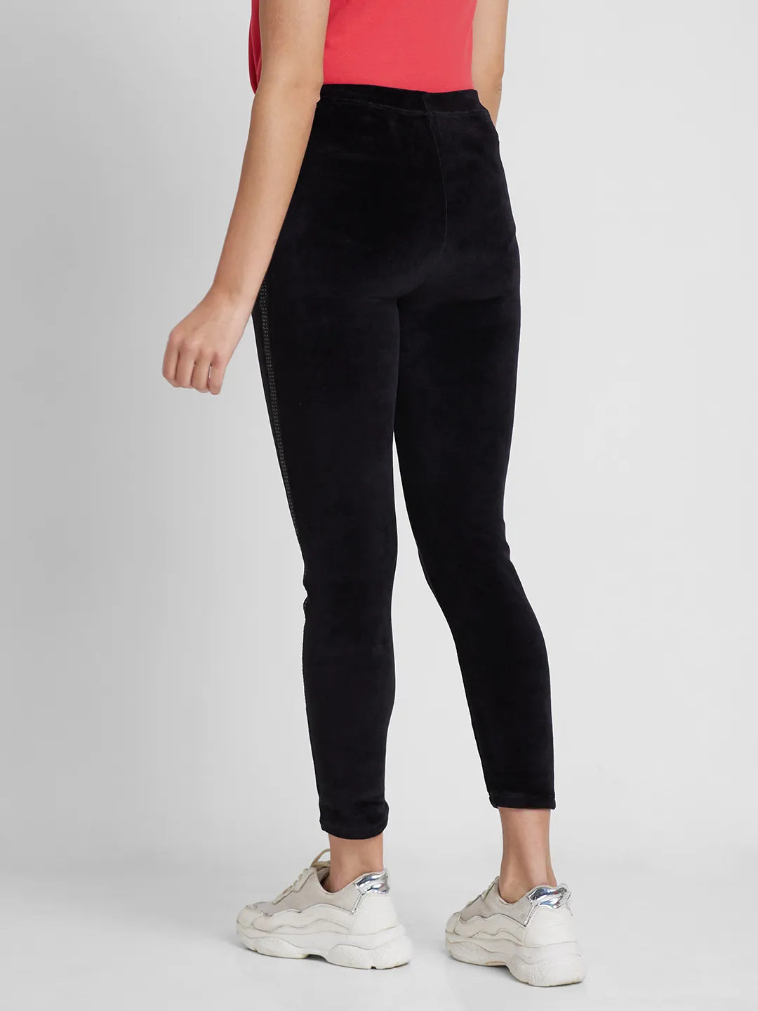 Black Slim Fit Women's Cotton Blend Leggings By Being Human Clothing