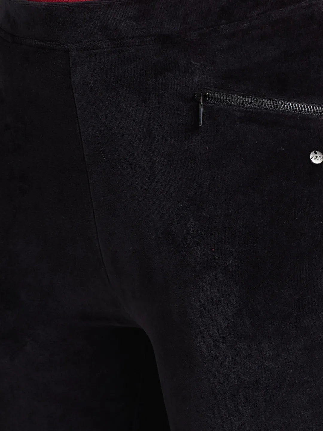 Black Slim Fit Women's Cotton Blend Leggings By Being Human Clothing