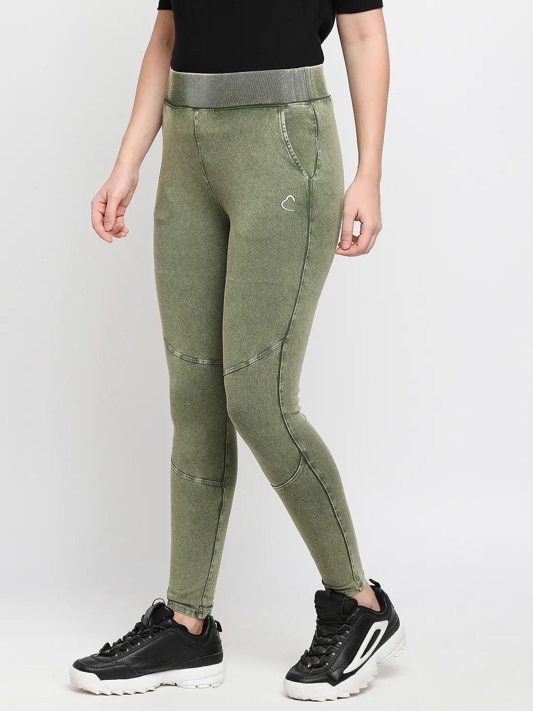 Being Human Clothing Women Skin Tight Leggings-Olive