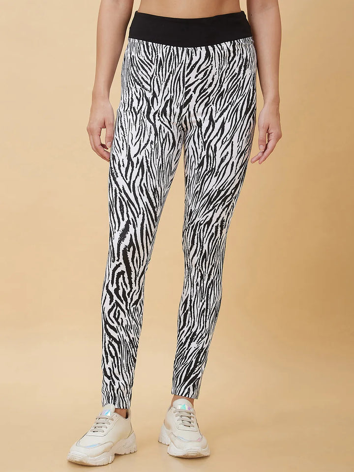 White & Black Slim Fit Women's Leggings By Being Human Clothing
