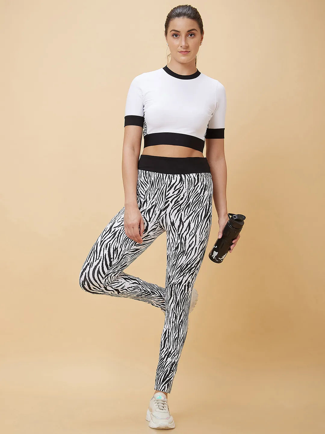 Being Human Clothing Women Legging Fit None Track White & Black