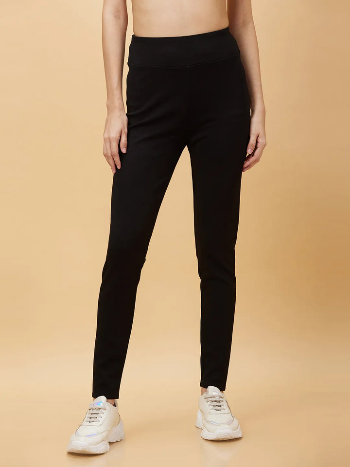 Black Slim Fit Women's Leggings By Being Human Clothing