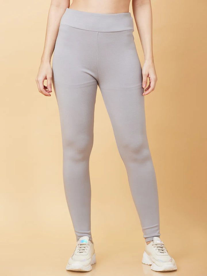 Grey Slim Fit Women's Leggings By Being Human Clothing