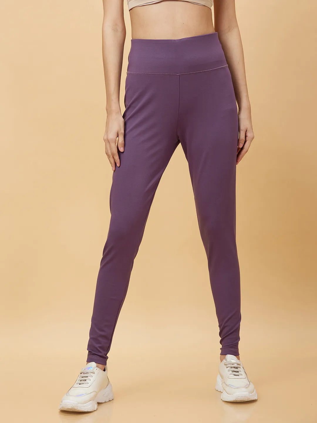 Womens-Bottom Leggings Deep Mauve by Being Human Clothing