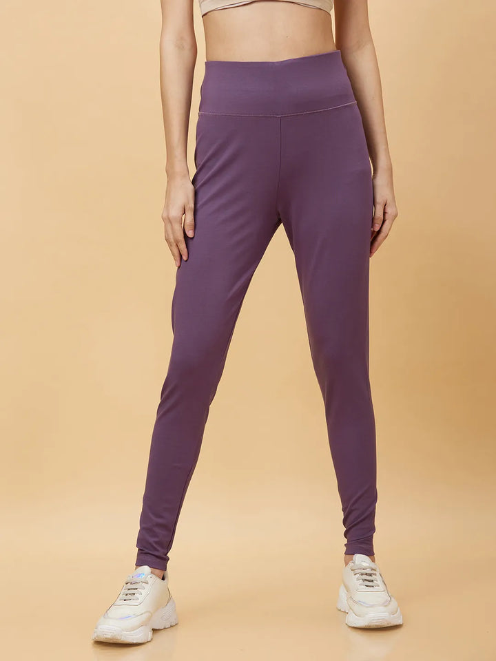 Deep Mauve Skinny Fit Women's Viscose Leggings By Being Human Clothing