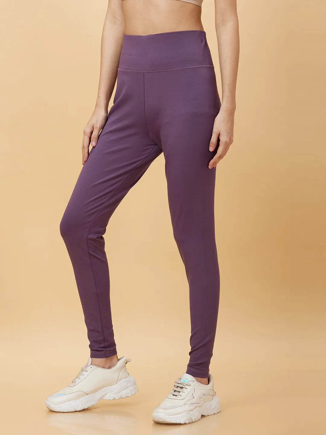 Womens-Bottom Leggings Deep Mauve by Being Human Clothing