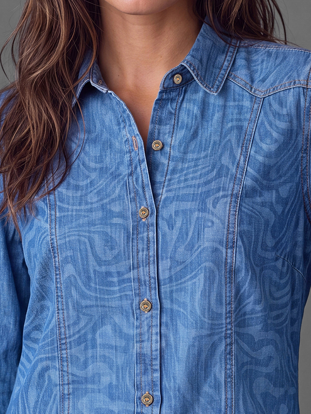 Blue Basic Fit Abstract Long Sleeves Polo Collar Women's Shirt by Being Human Clothing