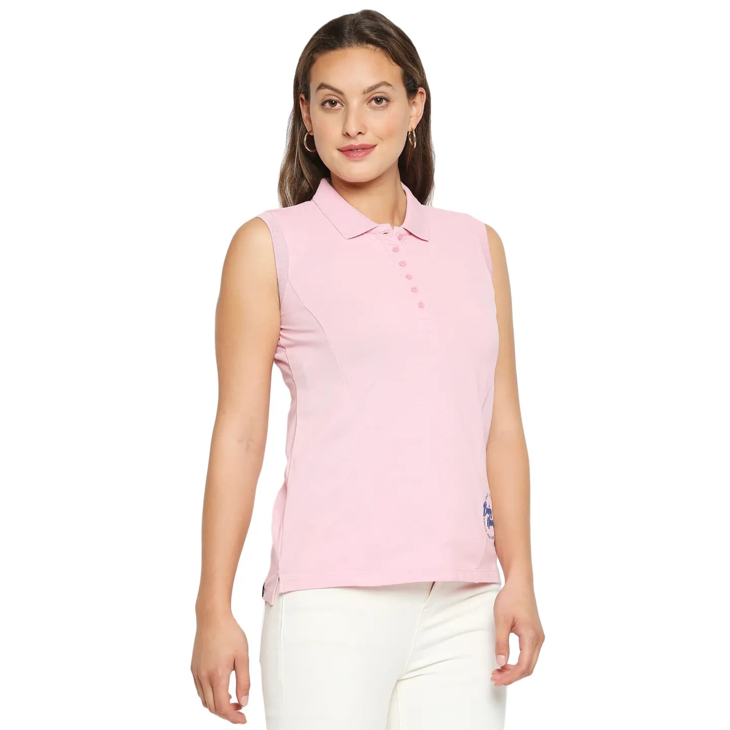 Pink Slim Fit Womens' Cotton T-Shirt By Being Human Clothing