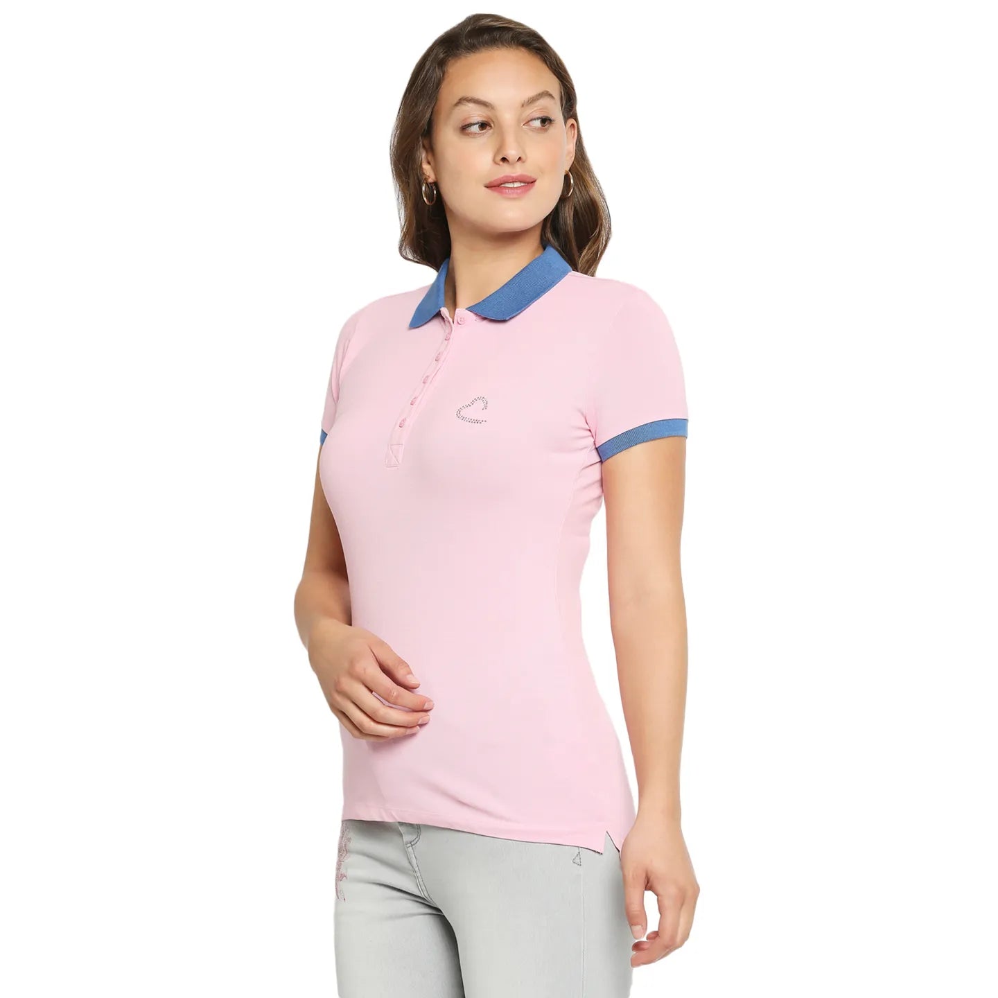 Being Human Clothing Women Slim Fit Polo Neck T-Shirts-Plastic Pink
