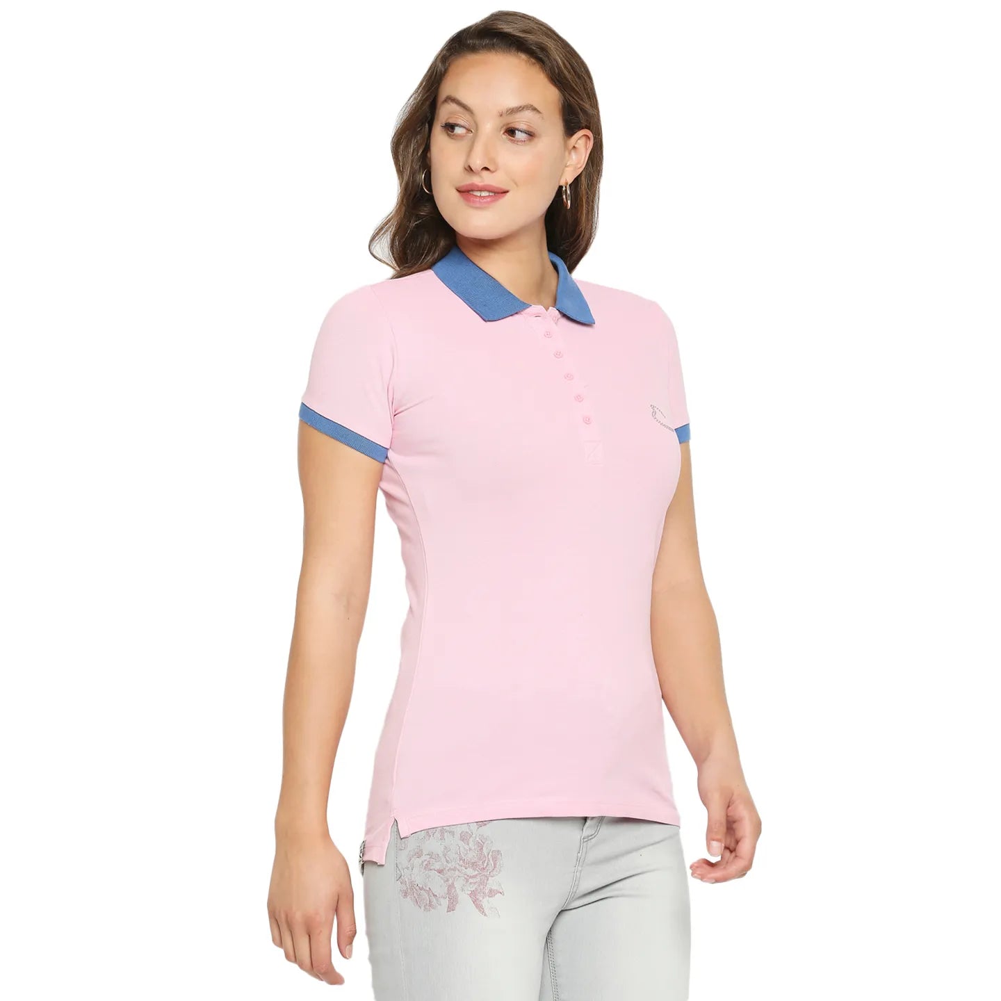 Being Human Clothing Women Slim Fit Polo Neck T-Shirts-Plastic Pink