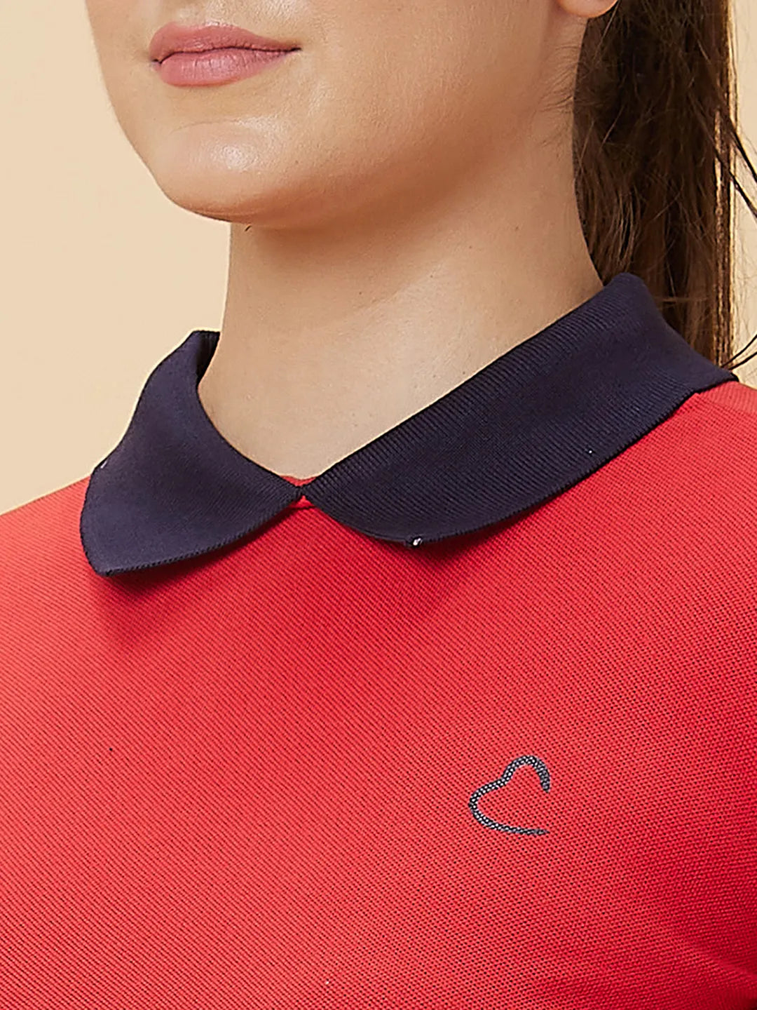 Being Human Clothing Women Regular Fit Polo Neck T-Shirts Red