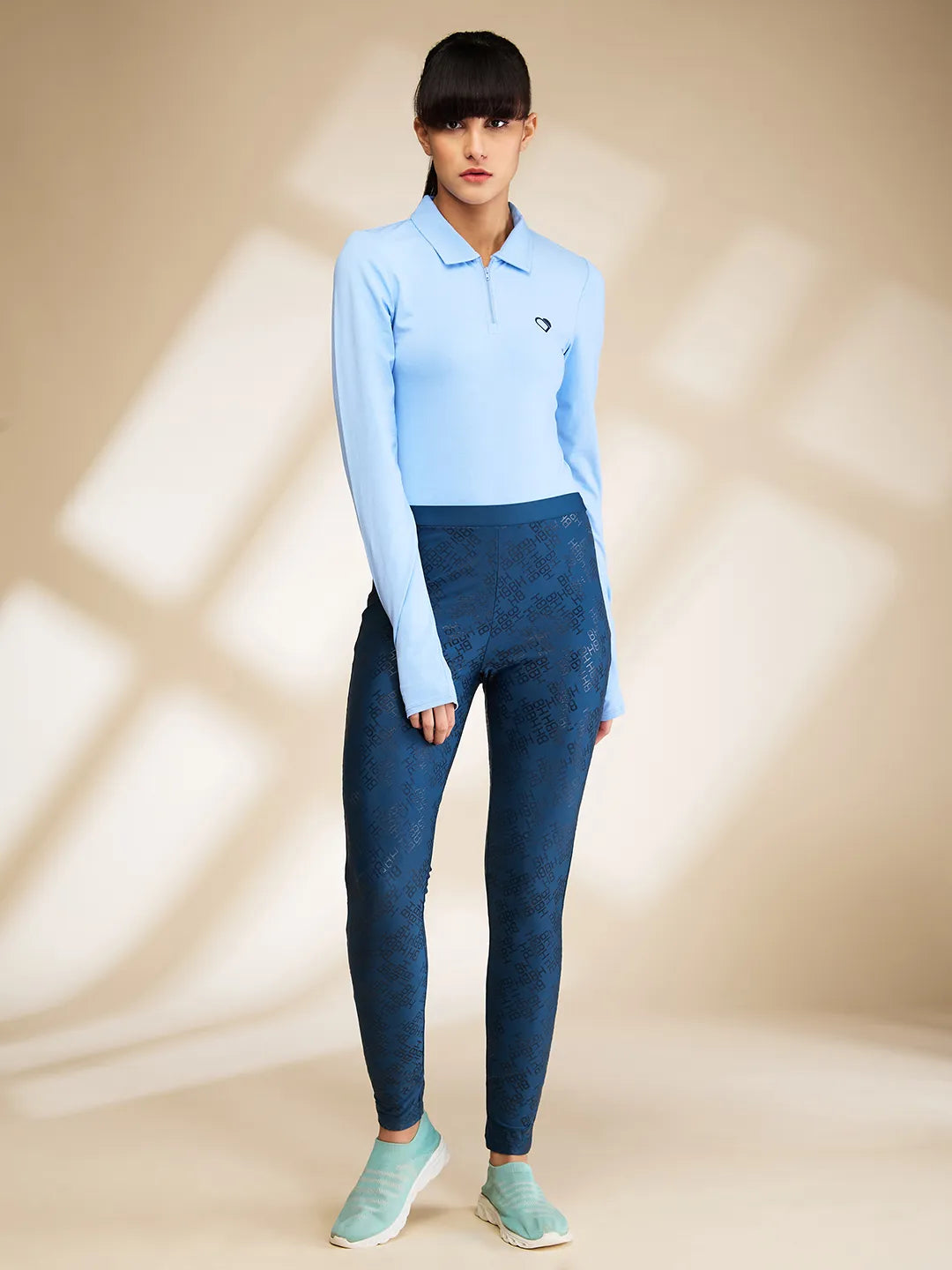 Being Human Clothing Womens-Top Polo Neck Powder Blue