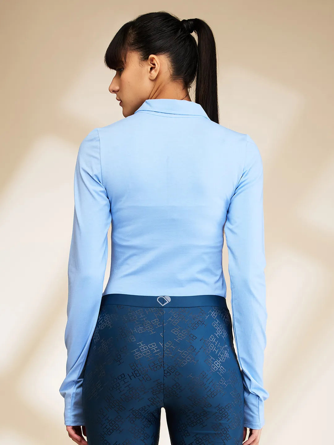 Being Human Clothing Womens-Top Polo Neck Powder Blue