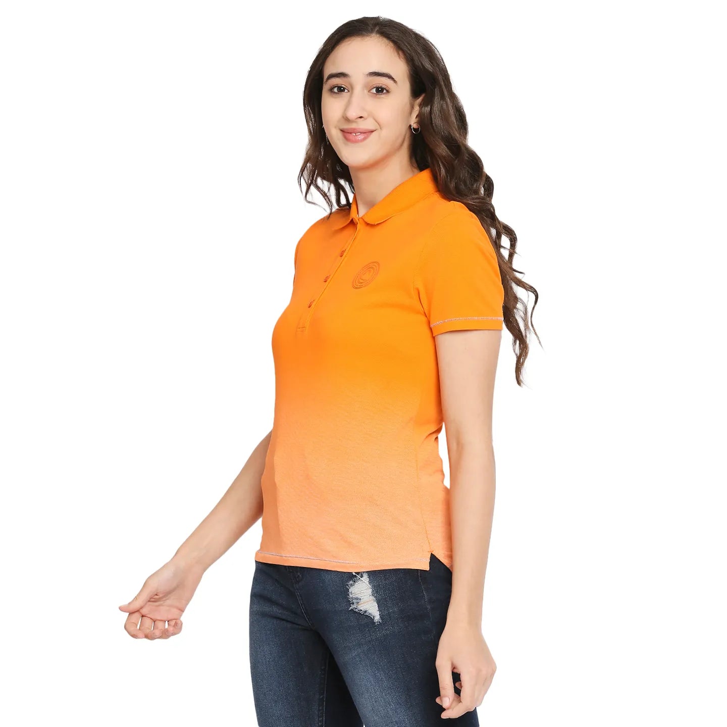 Being Human Clothing Women Polo Neck T-Shirts-Orange Tiger