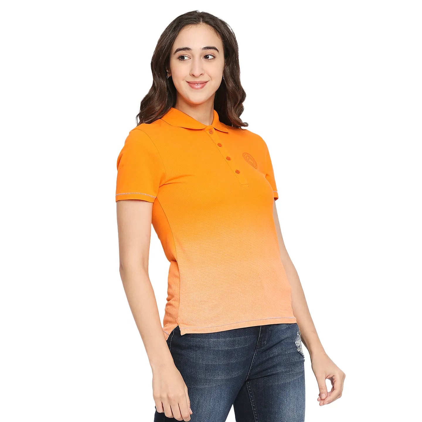 Being Human Clothing Women Polo Neck T-Shirts-Orange Tiger