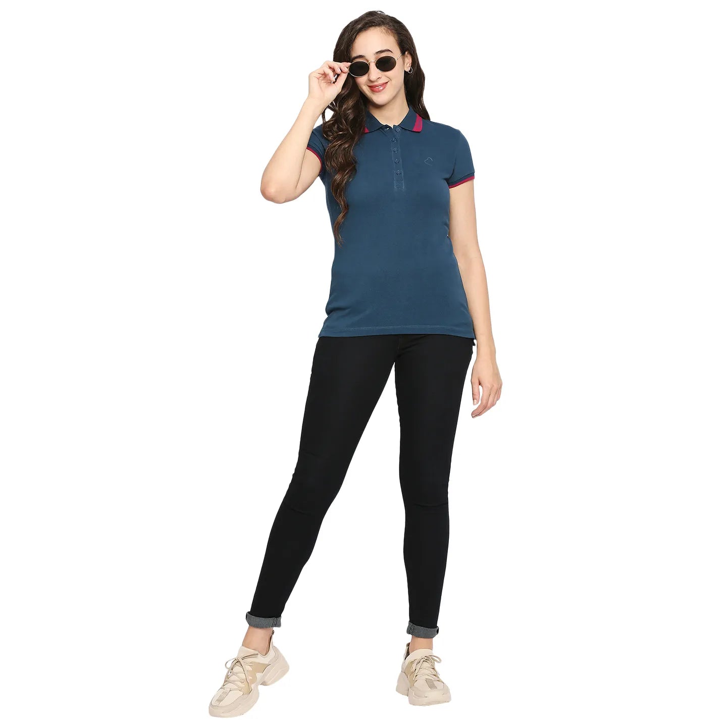 Being Human Clothing Women Polo Neck T-Shirts-Moonlight Ocean