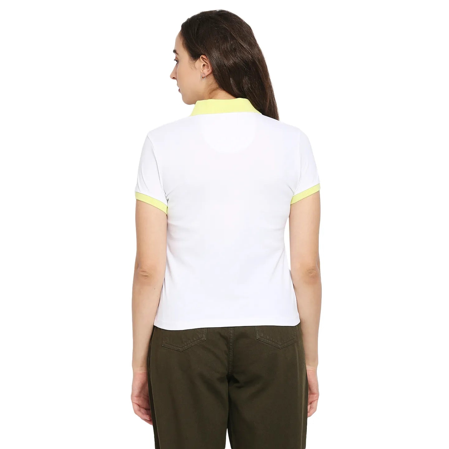 Being Human Clothing Women Slim Fit Polo Neck Crop T-Shirts-White