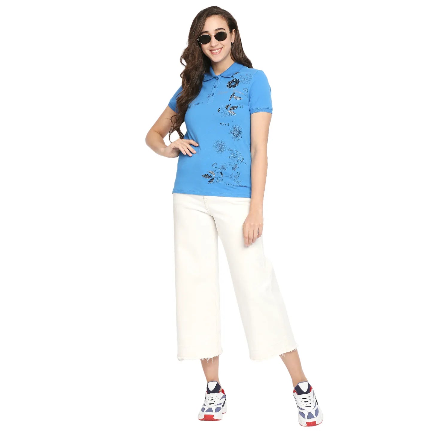 Being Human Clothing Women Polo Neck T-Shirts-Dazzling Blue