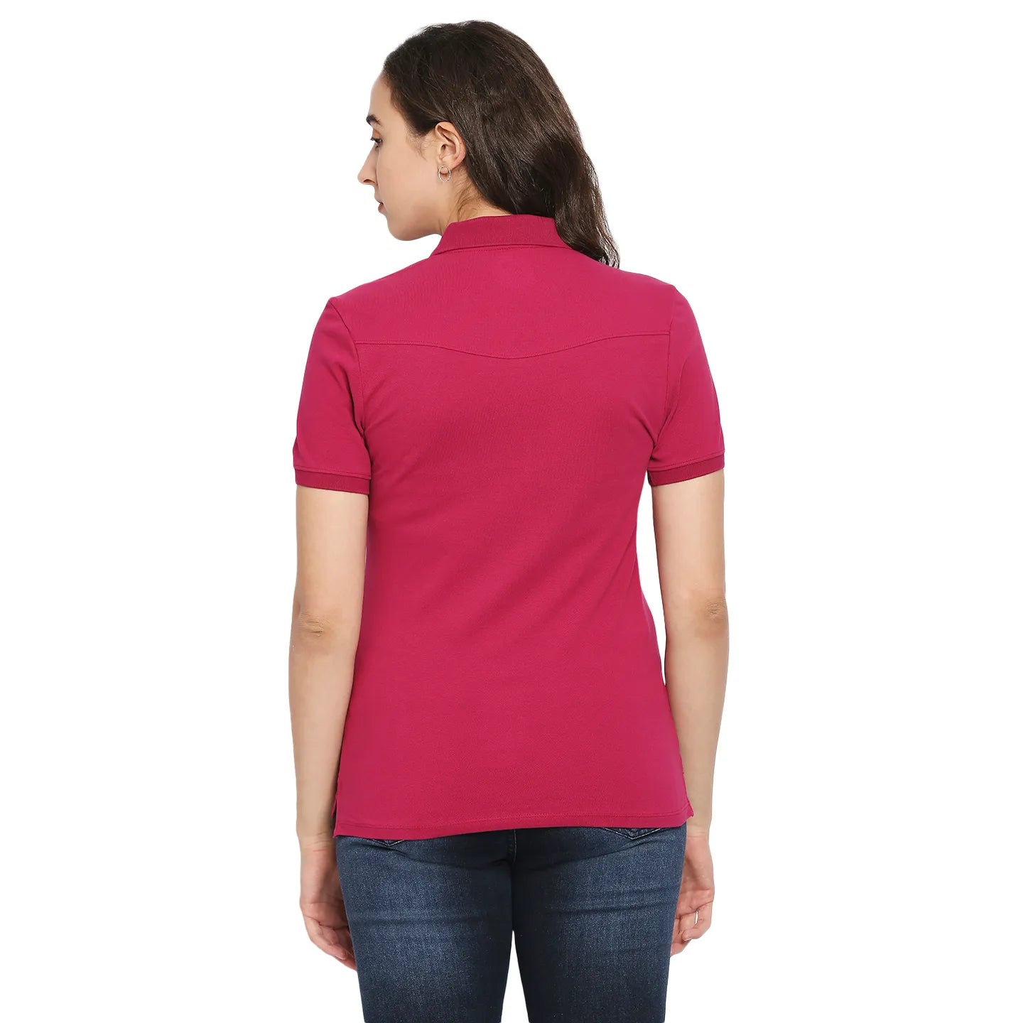 Being Human Clothing Women Polo Neck T-Shirts-Festive Fuchsia