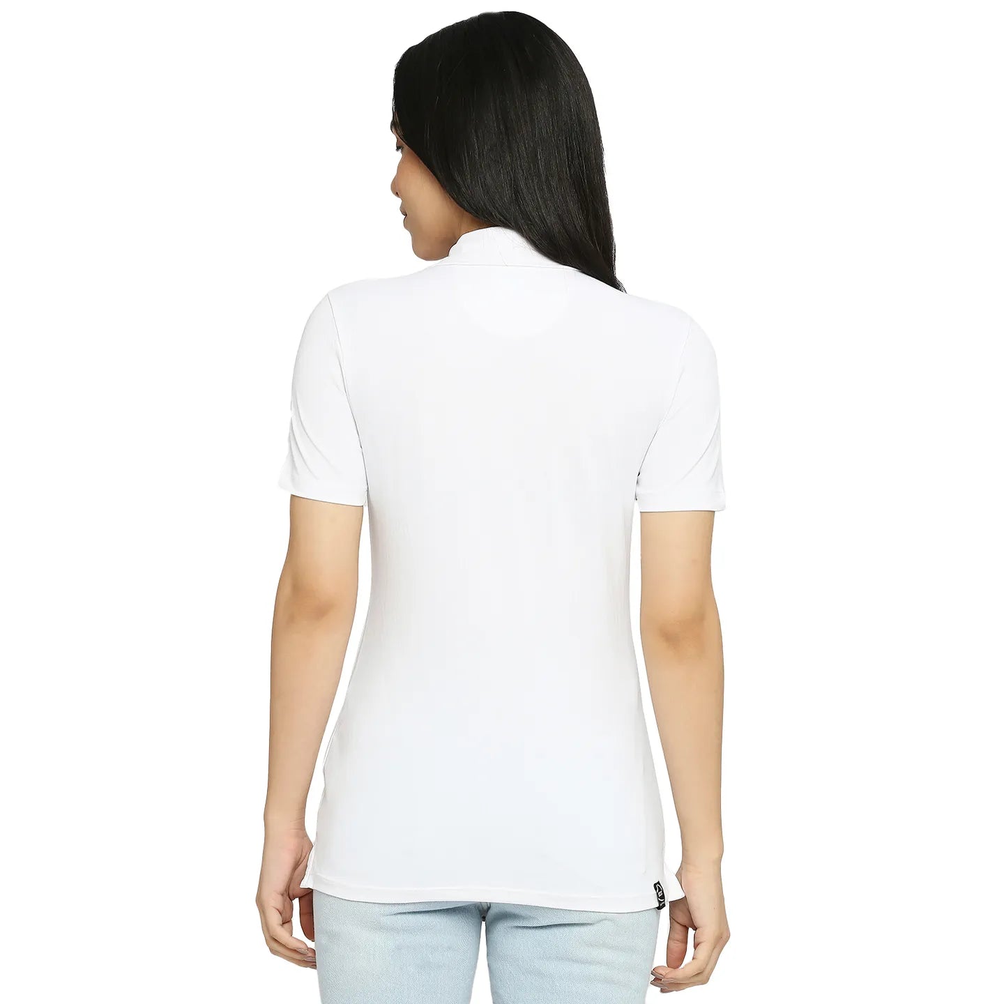 Being Human Clothing Semi Fit Polo Women Polo Neck T-Shirts-White