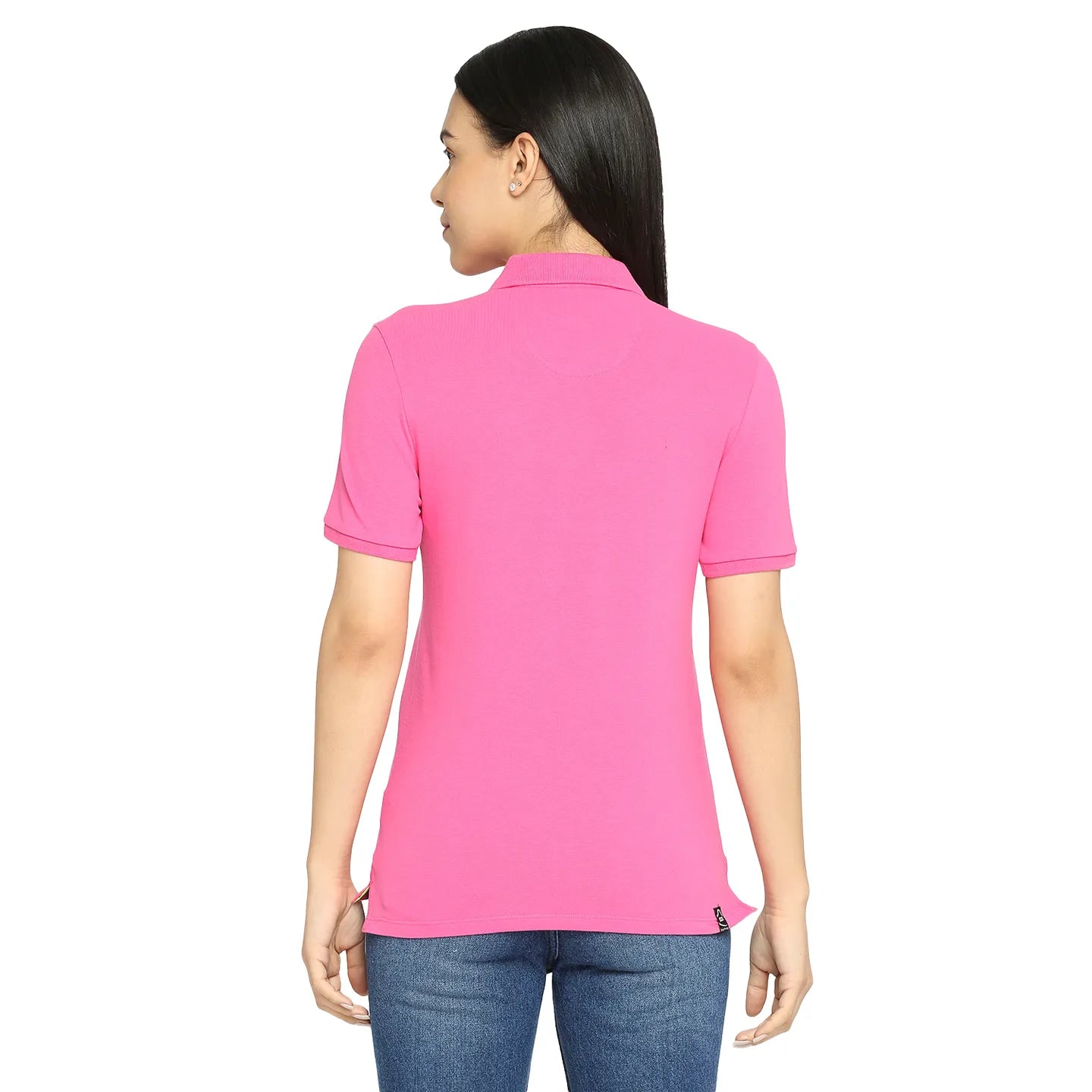 Being Human Clothing Semi Fit Polo Women Polo Neck T-Shirts-Rose Pink