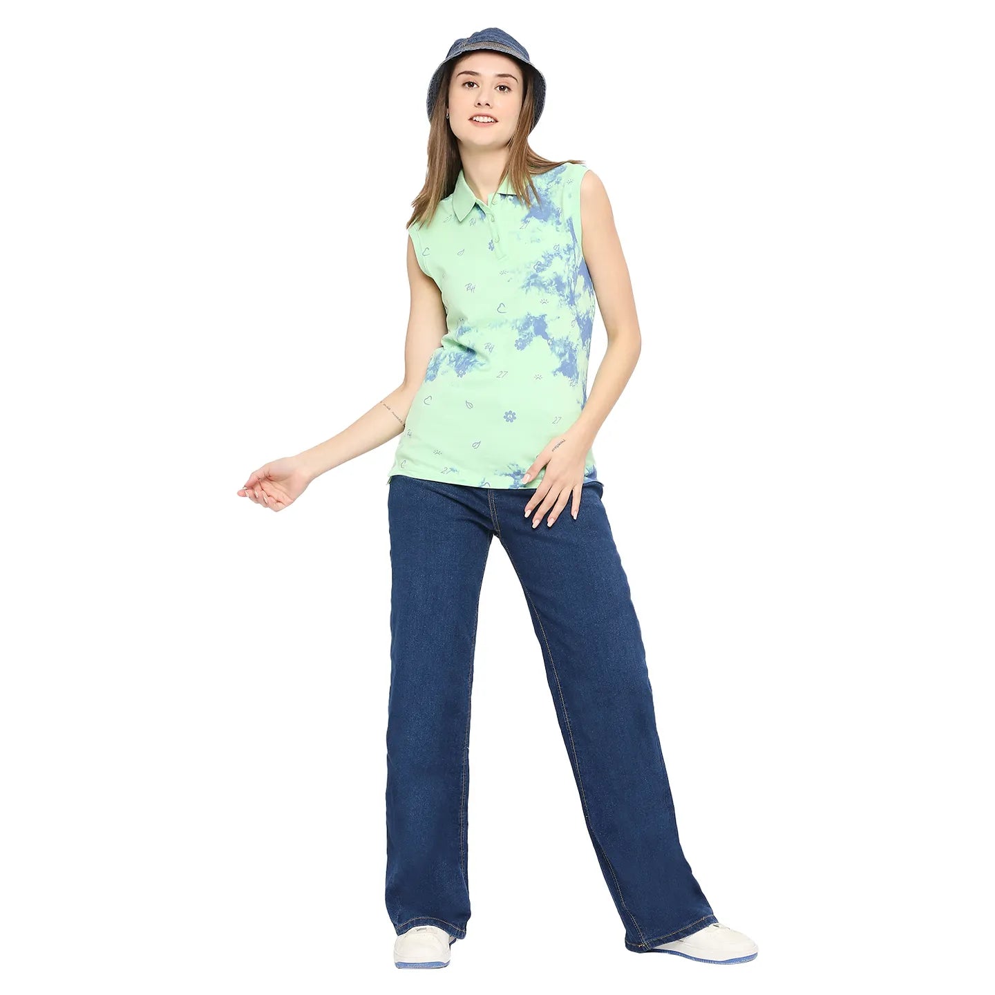 Green Women's Cotton Sleeveless Polo Tank Top By Being Human Clothing