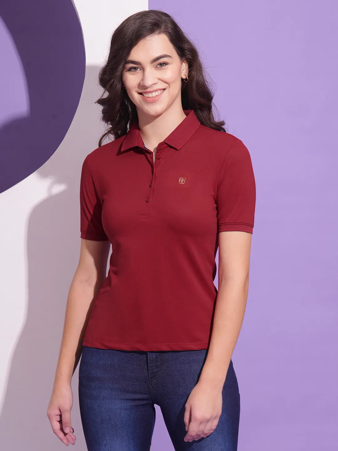 Being Human Clothing Women Semi Fit T-Shirts-Dark Red