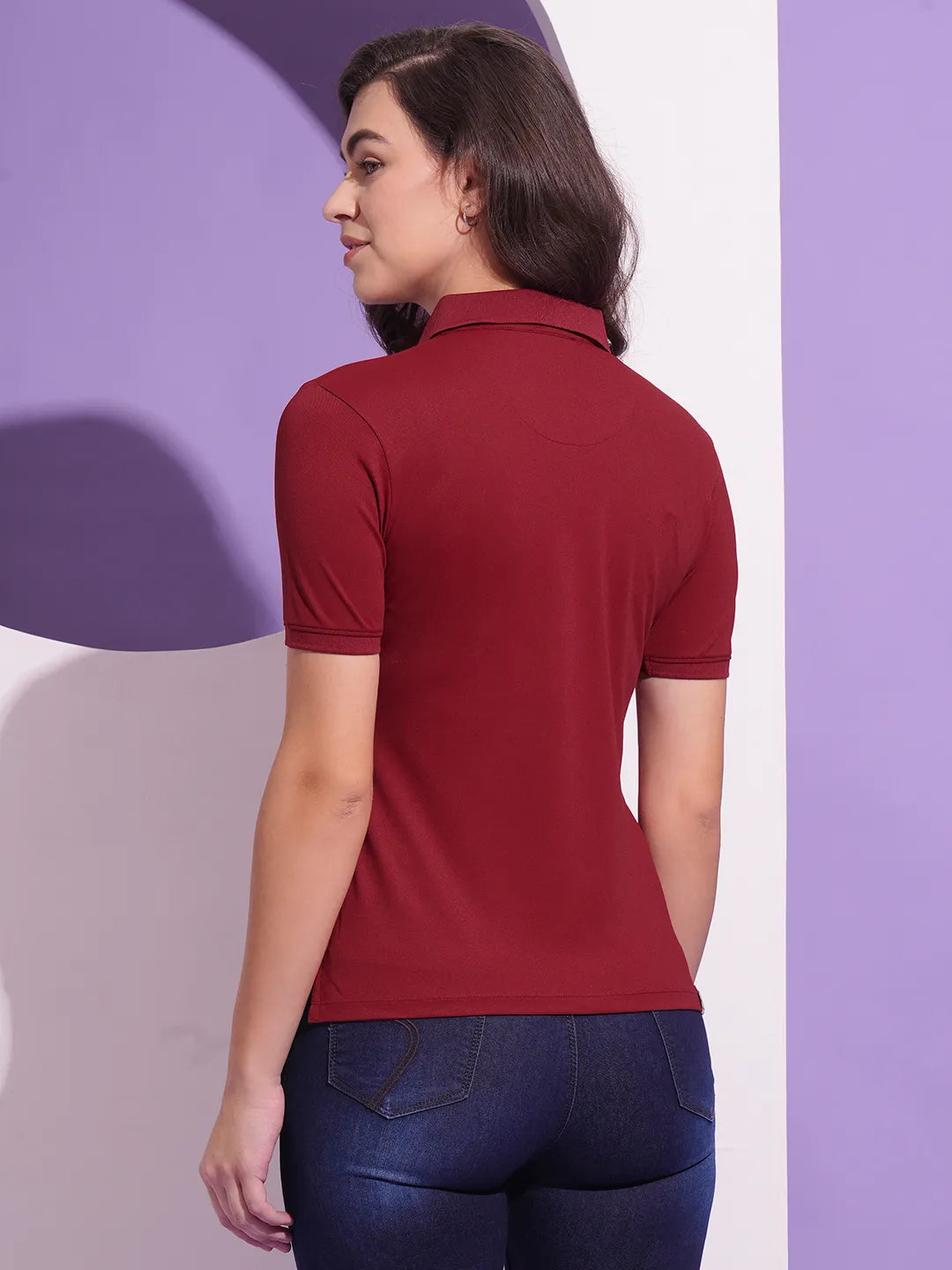 Being Human Clothing Women Semi Fit T-Shirts-Dark Red