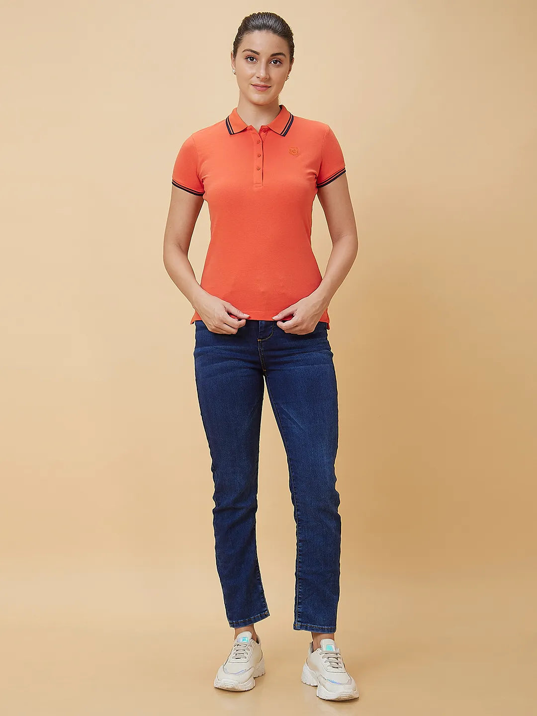 Being Human Clothing Women Semi Fit Polo Neck T-Shirts Fiesta