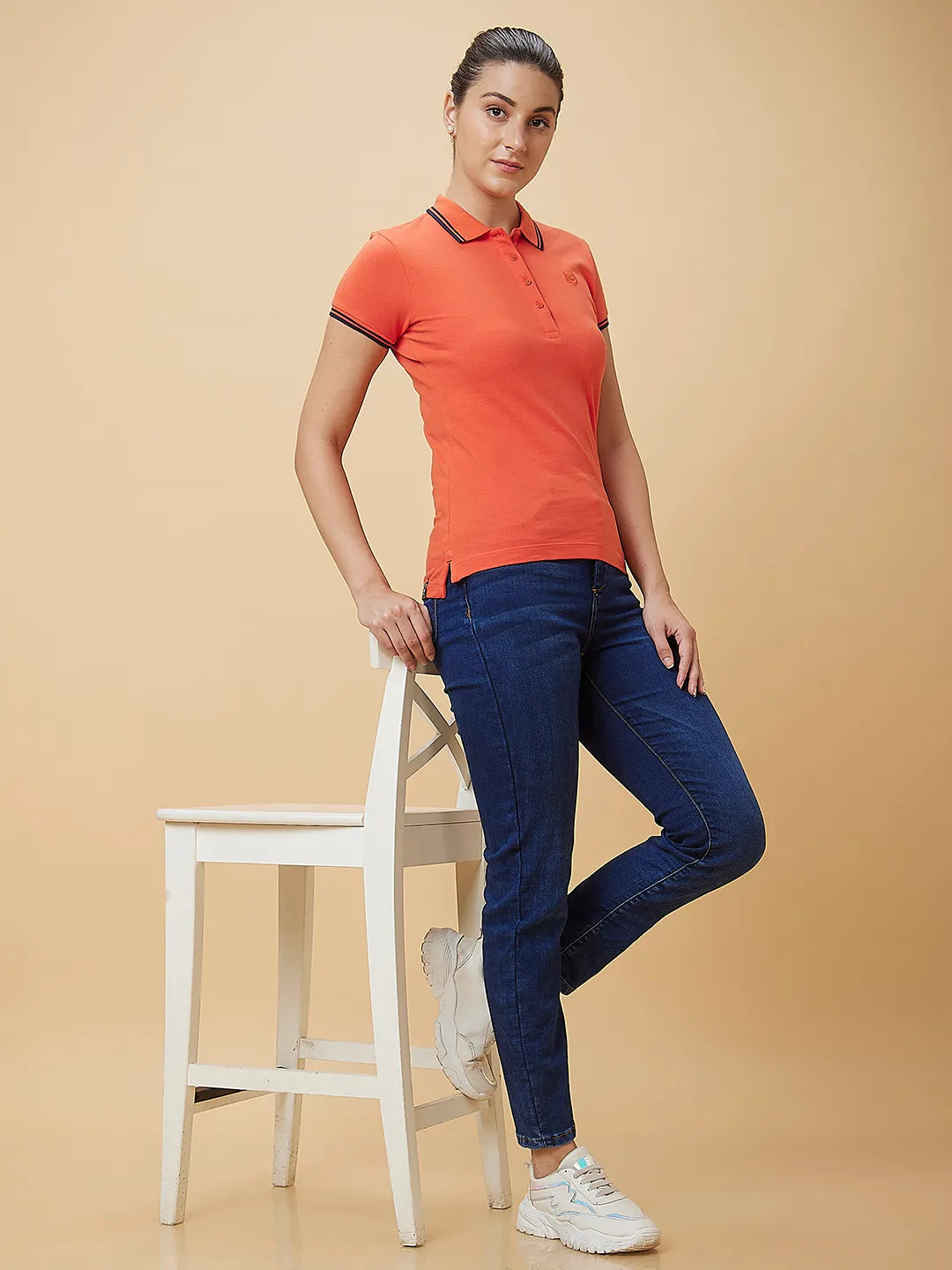 Being Human Clothing Women Semi Fit Polo Neck T-Shirts Fiesta