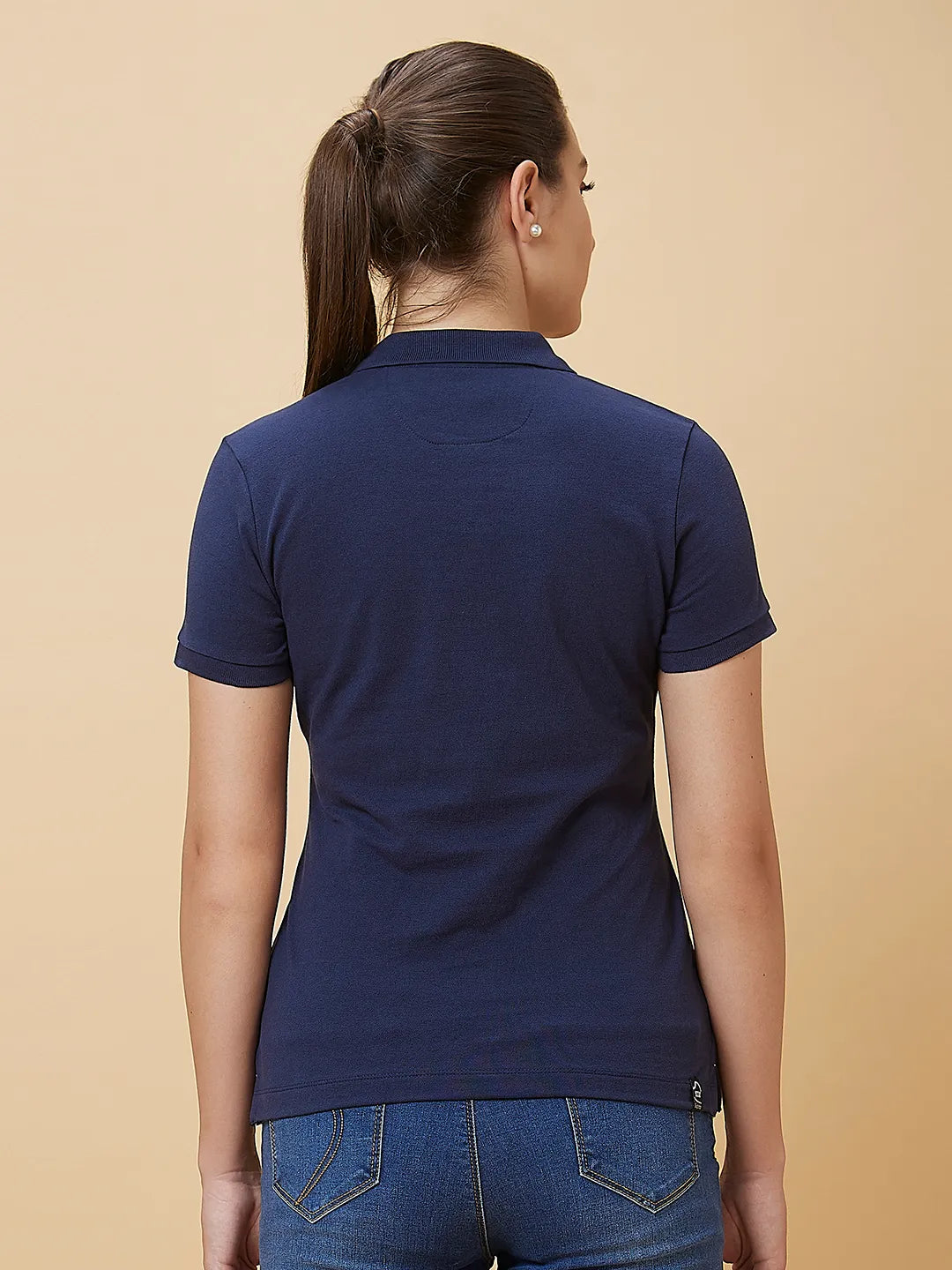 Being Human Clothing Women Regular Fit Polo Neck T-Shirts Navy