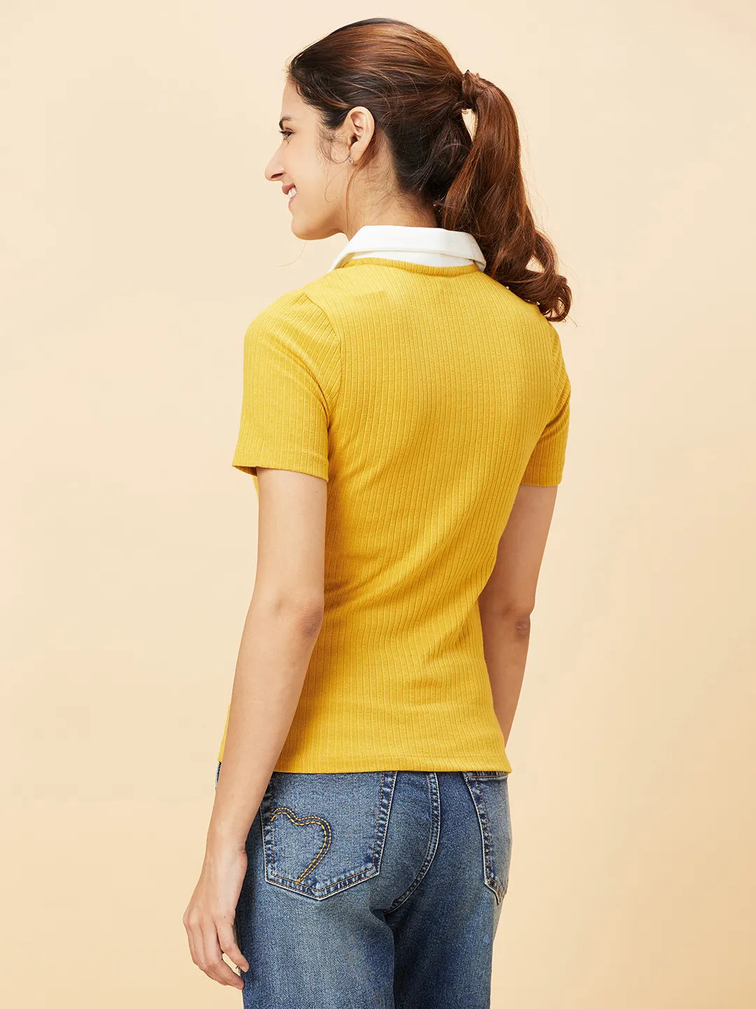 Being Human Clothing Polo Neck Womens Golden Yellow