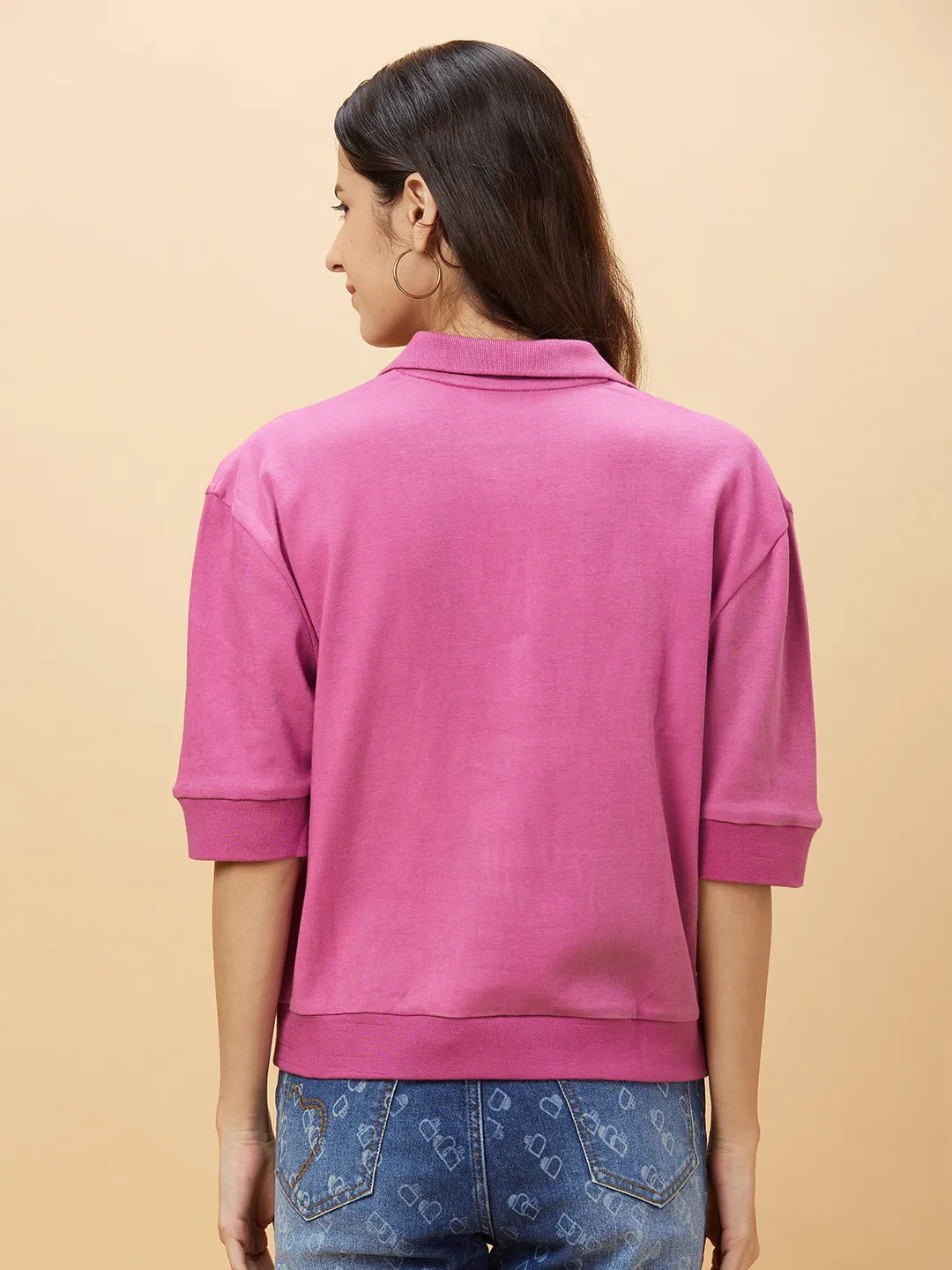 Being Human Clothing Womens-Top Polo Neck Red Violet