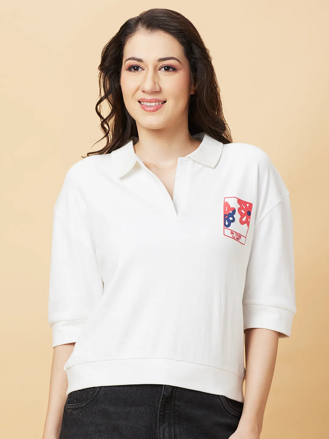 Being Human Clothing Womens-Top Polo Neck Snow White