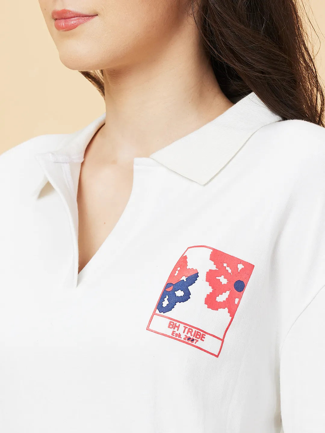 Being Human Clothing Womens-Top Polo Neck Snow White