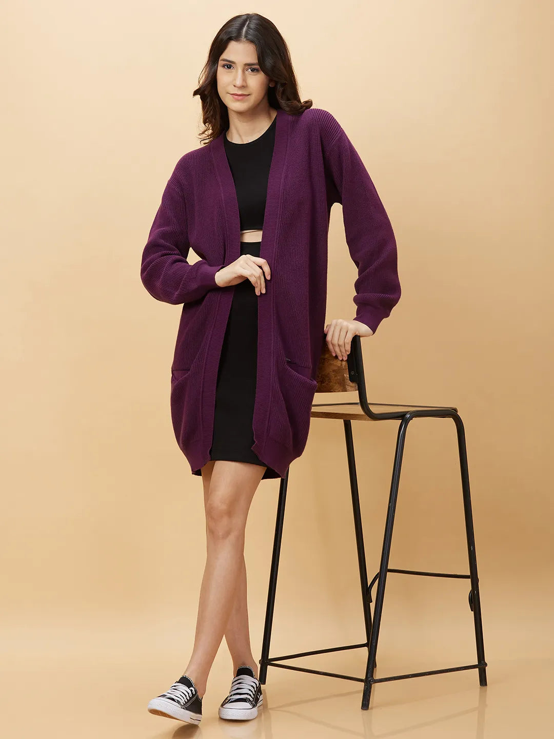 Womens-Top Shrug Purple by Being Human Clothing