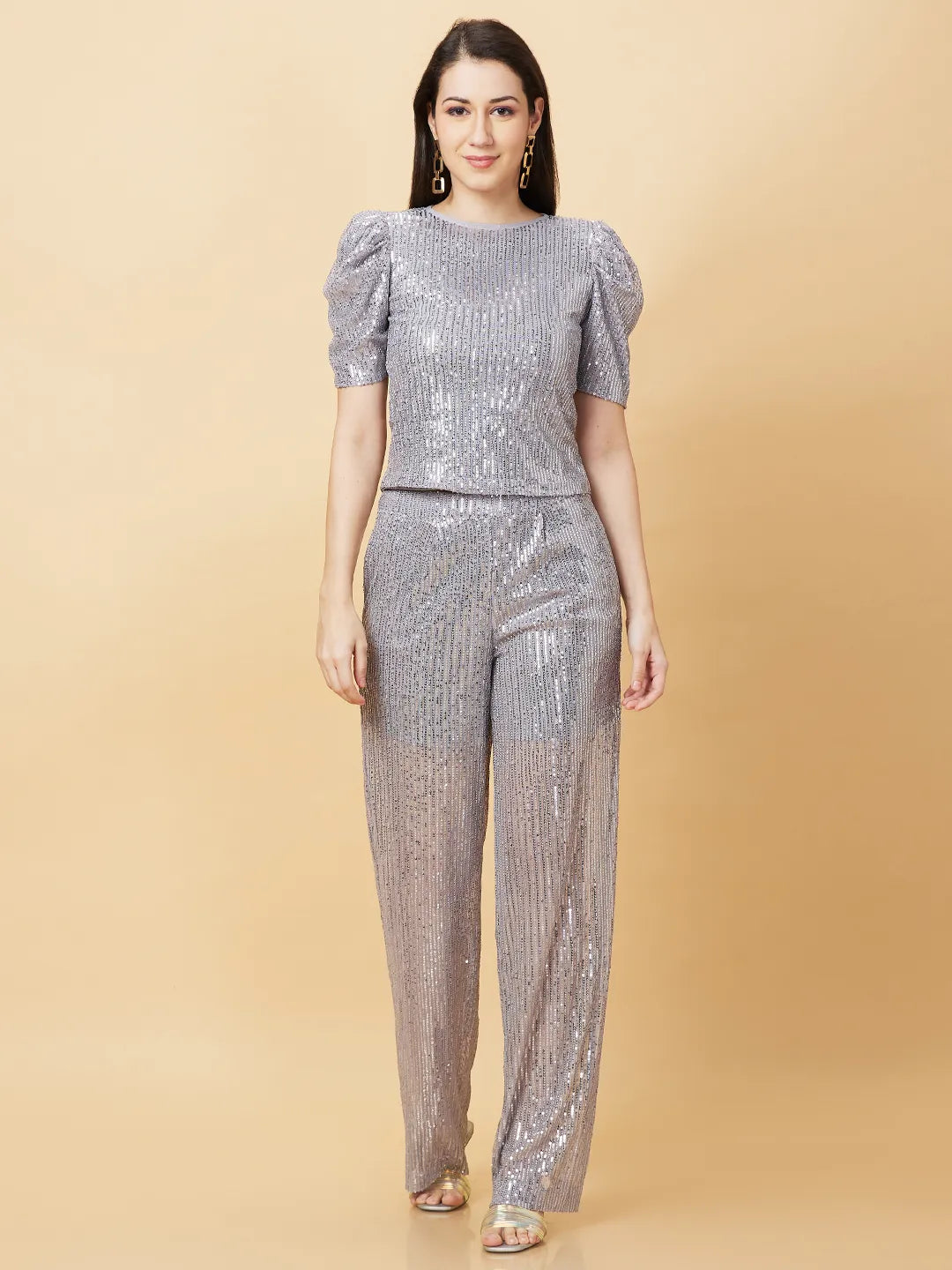 Womens-Top Crew Neck Grey by Being Human Clothing