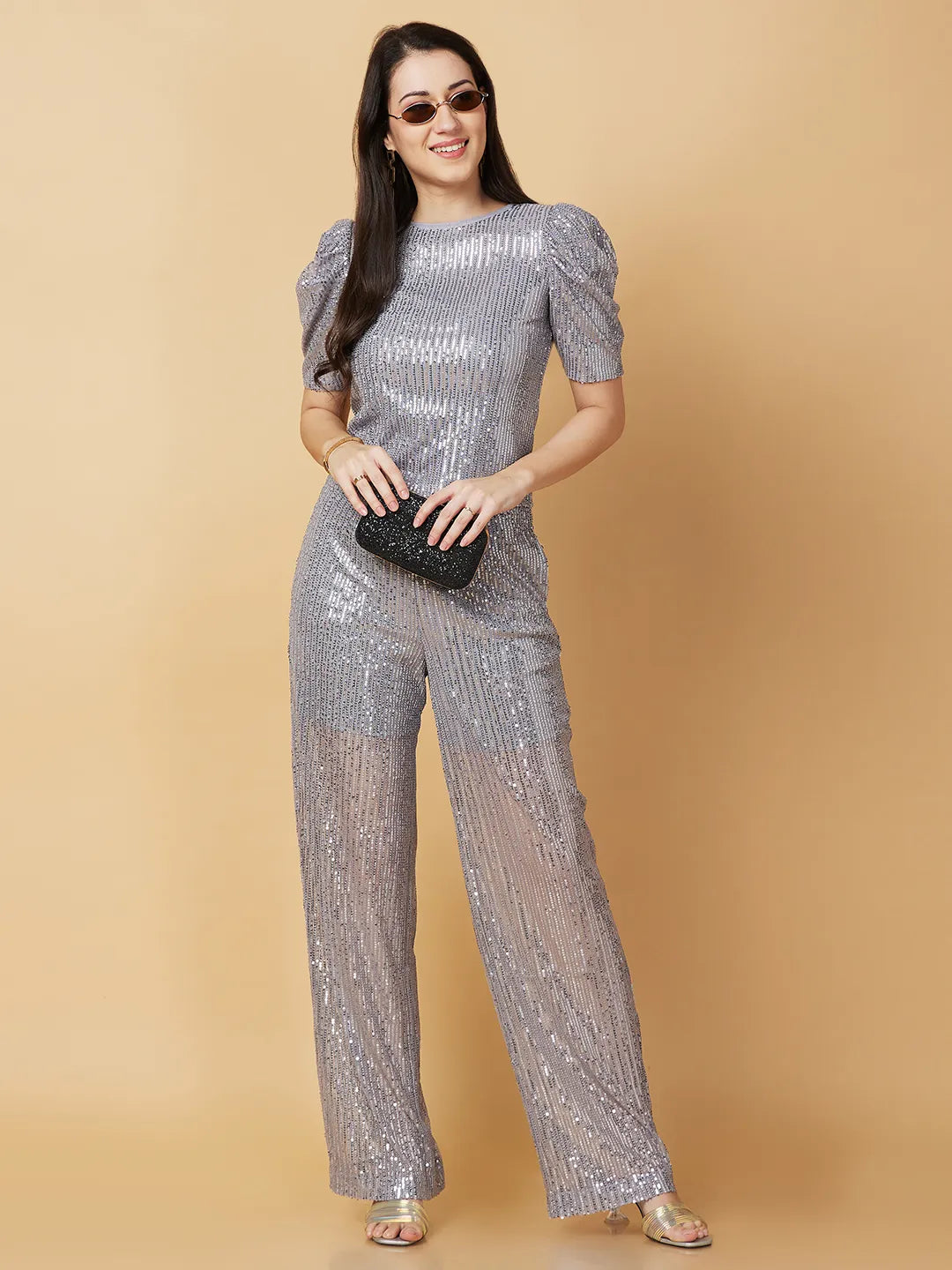 Womens-Top Crew Neck Grey by Being Human Clothing