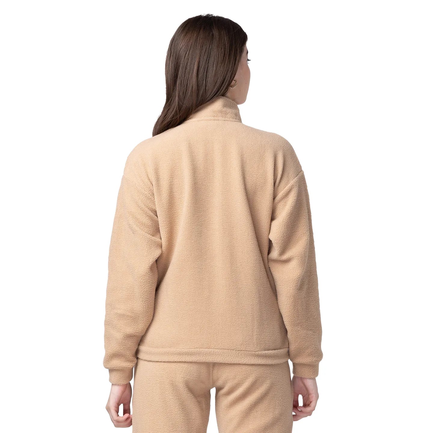 Being Human Clothing Women Regular Fit Polo Neck Sweatshirt-Fawn
