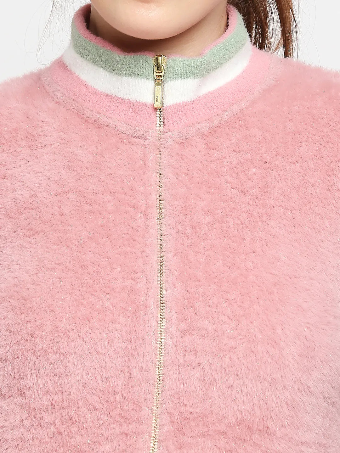 Being Human Clothing Women High Neck Sweatshirt-Blush Powder