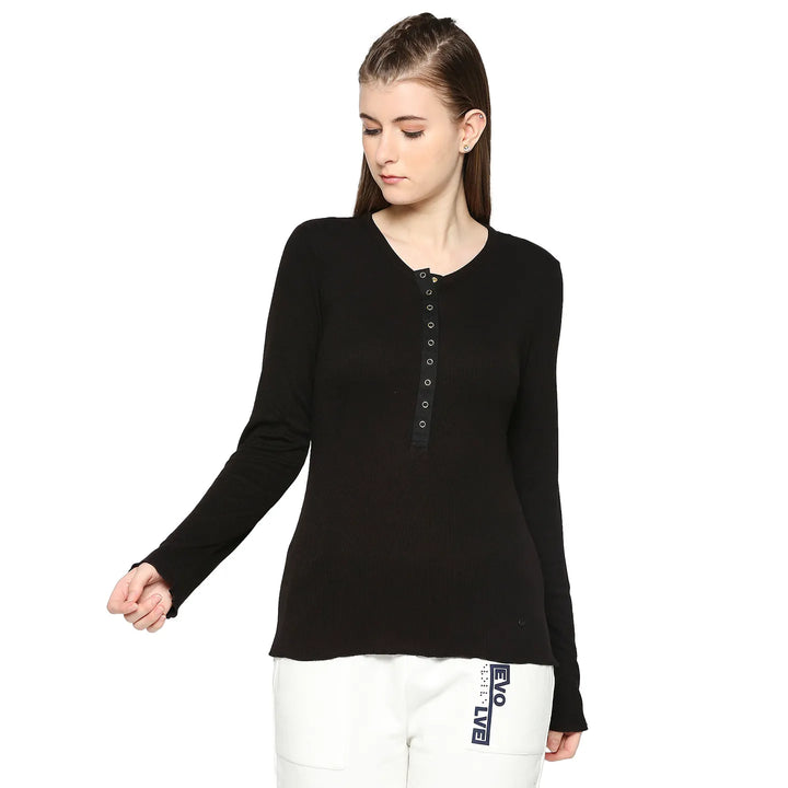 Black Regular Fit High Neck Long Sleeves Women's Sweatshirt by Being Human Clothing