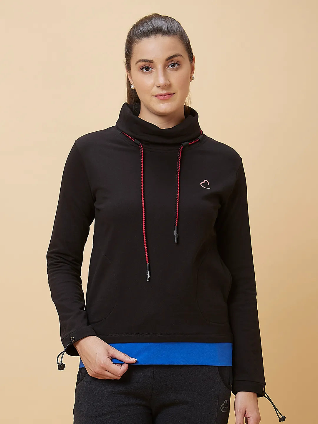 Being Human Clothing Women Regular Fit Cowl Neck Sweatshirt Black