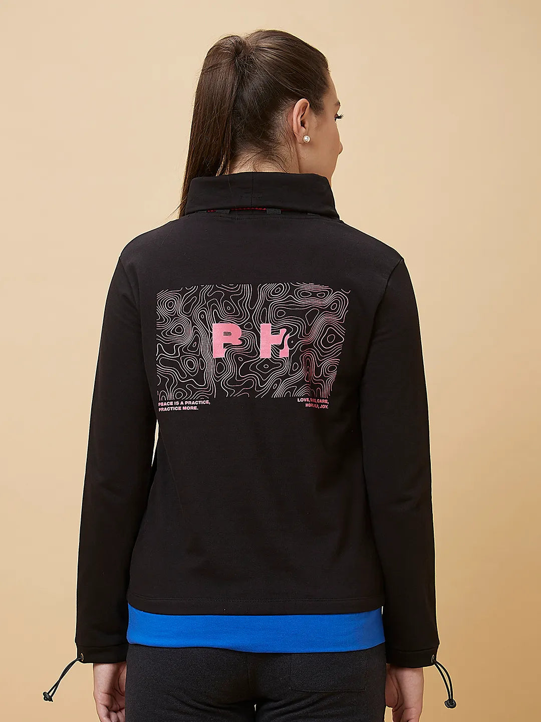 Being Human Clothing Women Regular Fit Cowl Neck Sweatshirt Black