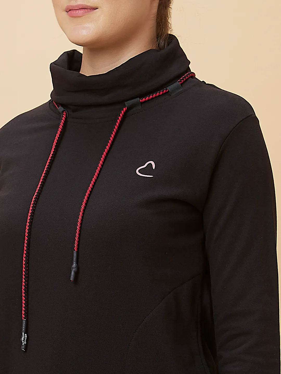 Being Human Clothing Women Regular Fit Cowl Neck Sweatshirt Black