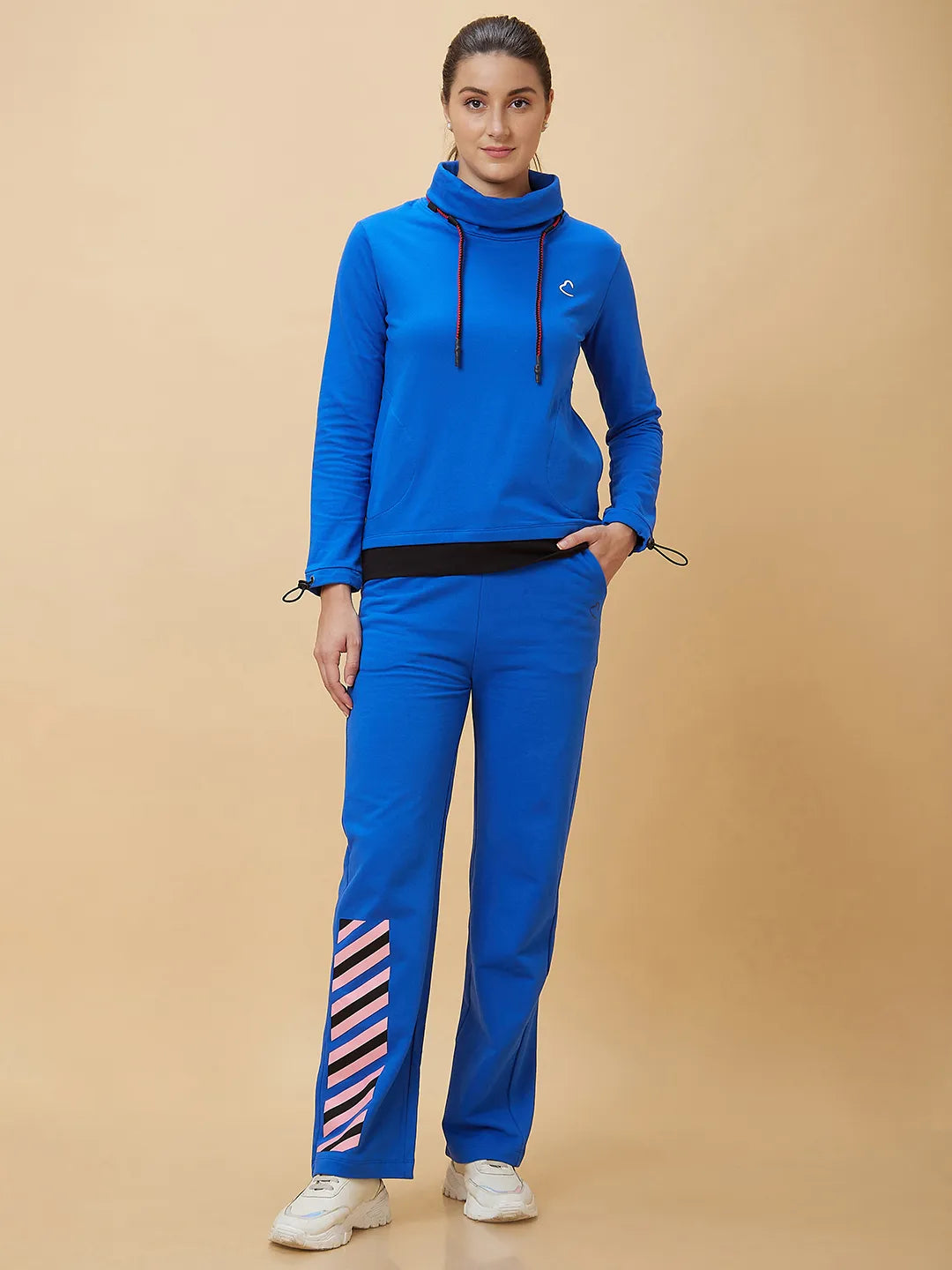 Being Human Clothing Women Regular Fit Cowl Neck Sweatshirt Cobalt