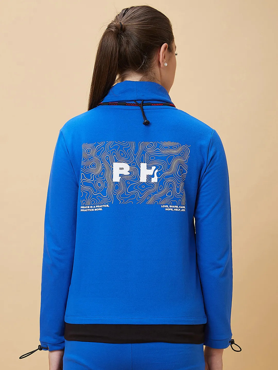 Being Human Clothing Women Regular Fit Cowl Neck Sweatshirt Cobalt