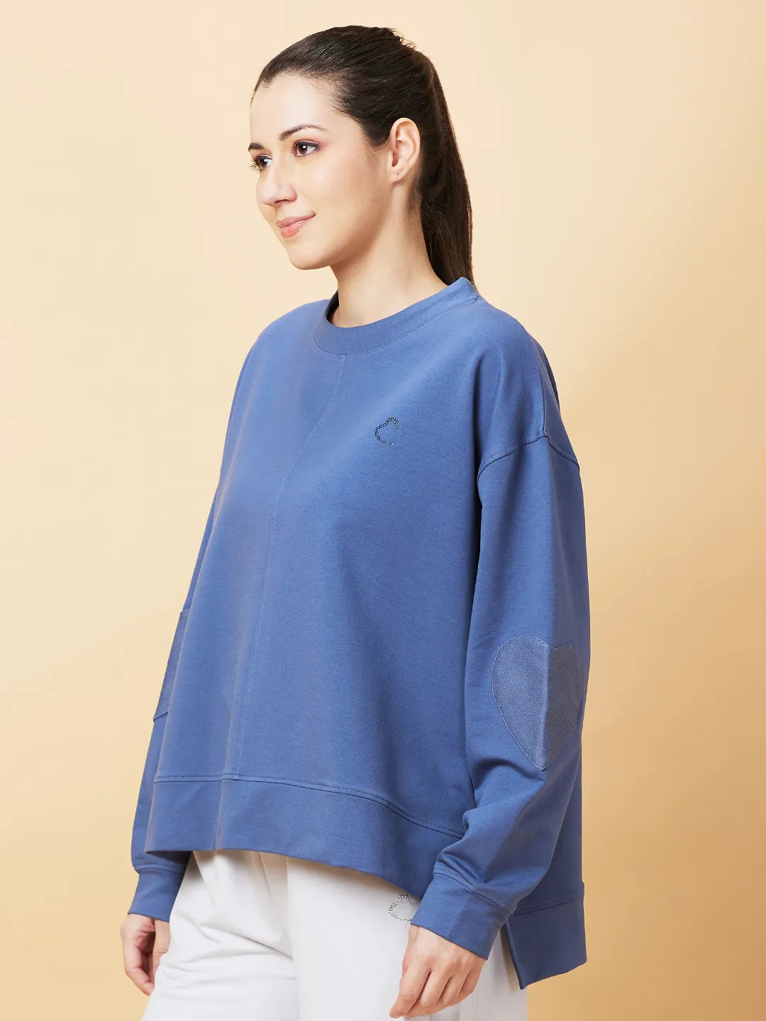 Womens-Top Sweatshirt Pale Blue by Being Human Clothing