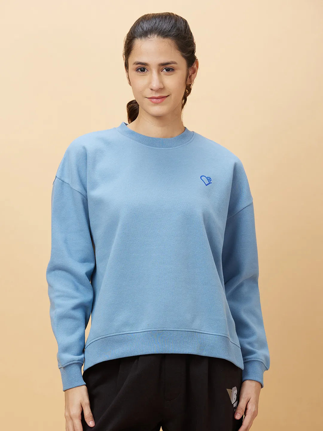 Blue Easy Fit Women's Cotton Blend Sweatshirt By Being Human Clothing