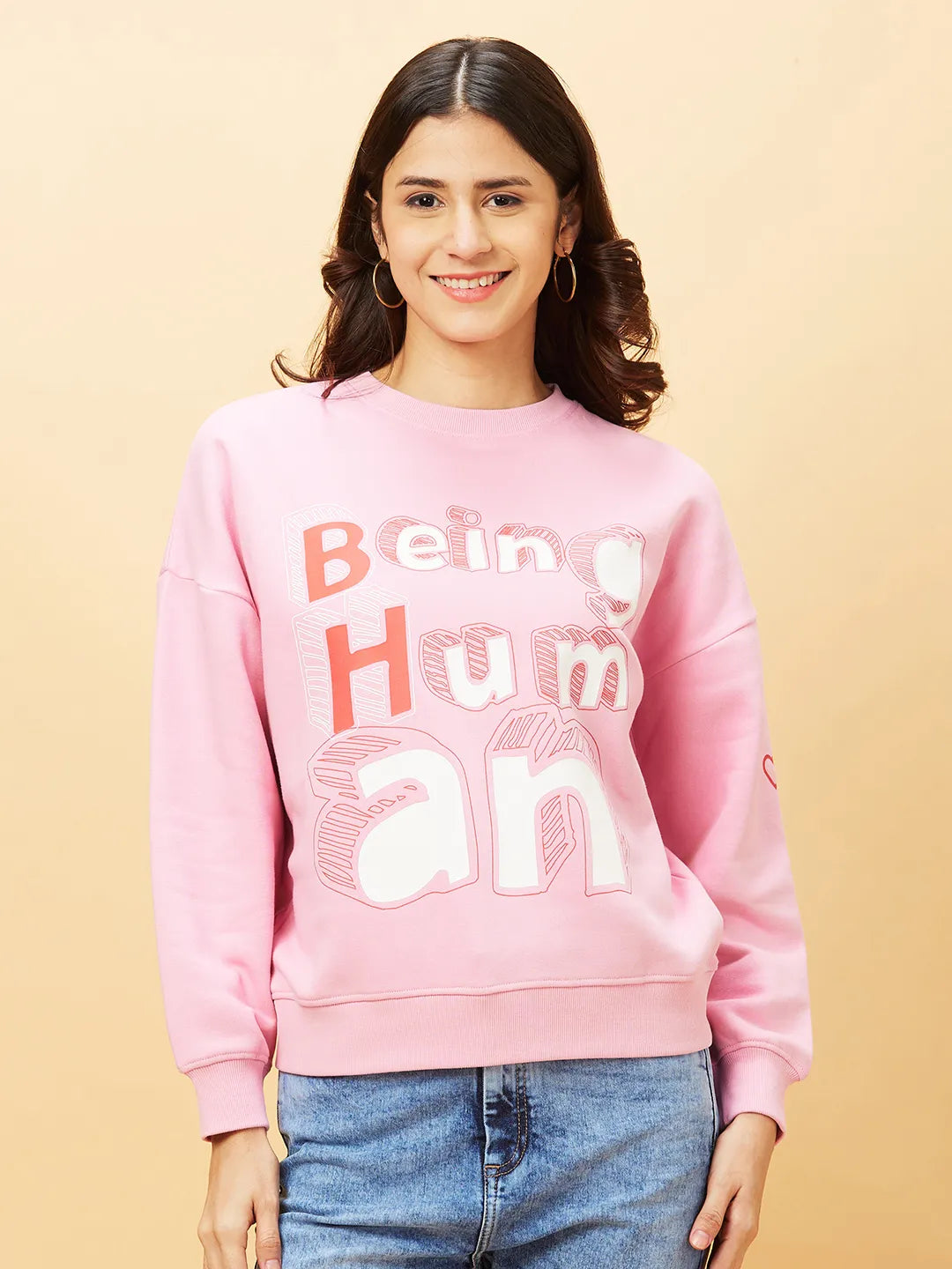 Womens-Top Sweatshirt Quartz Pink by Being Human Clothing